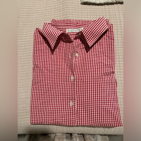 FOXCROFT women’s wrinkle free dress shirt size 14 red and white checkered - Picture 3 of 7